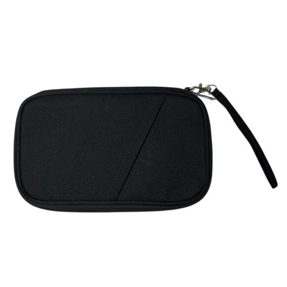 Black Canvas Passport Travel Wallet RFID Blocking Organizer - Picture 1 of 6